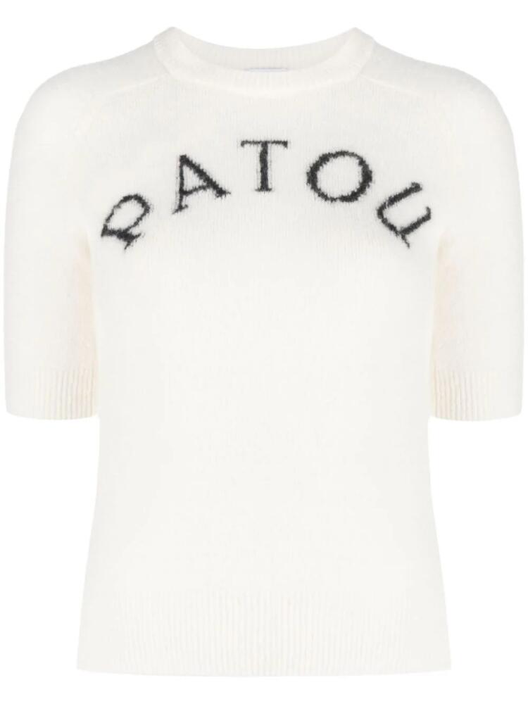 Patou logo-intarsia knitted top - Neutrals Cover