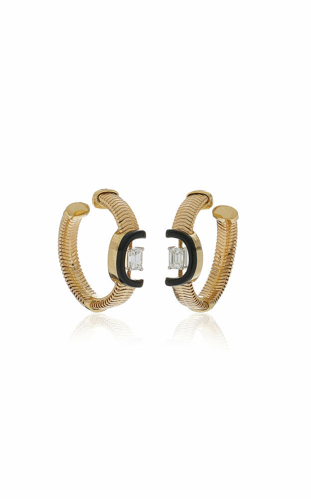 Nikos Koulis - Feelings 18K Yellow And White Gold Diamond And Emerald Hoop Earrings - Gold - Gifts For Her Cover