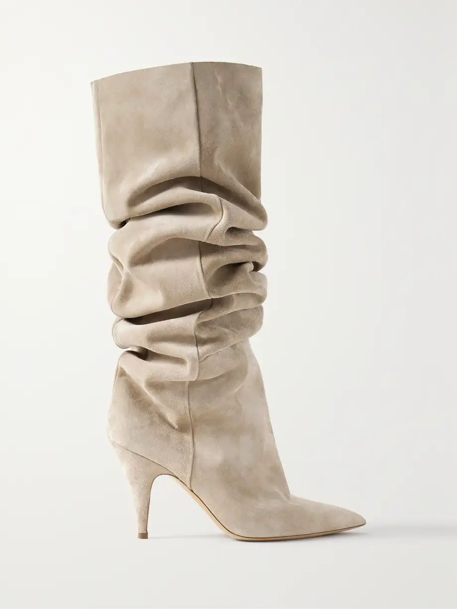 KHAITE - River Suede Boots - Neutrals Cover