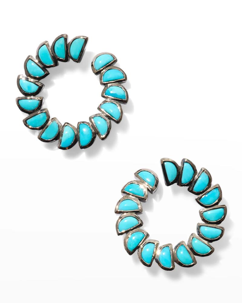 NAKARD Marabou Bypass Hoop Earrings, Turquoise Cover