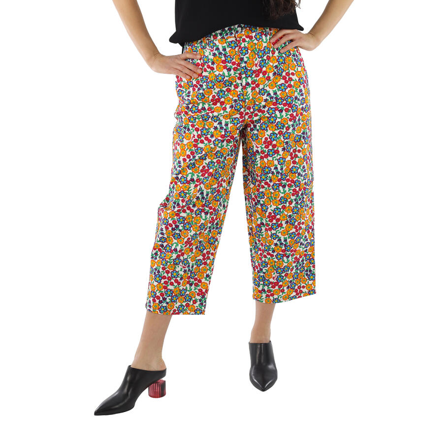 Marni Ladies Multicolour Cropped Floral Trousers Cover