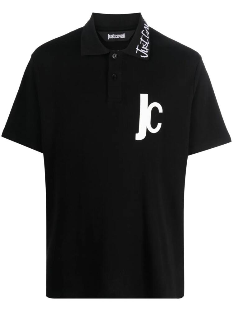 Just Cavalli logo-print cotton polo shirt - Black Cover