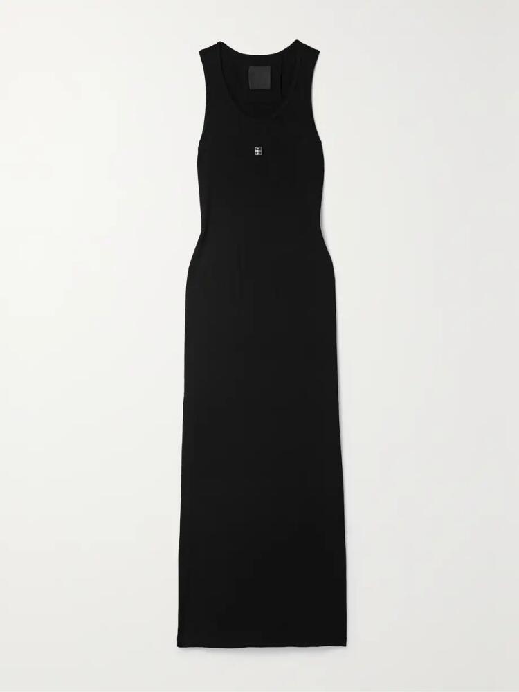 Givenchy - Embellished Ribbed Stretch-cotton Midi Dress - Black Cover