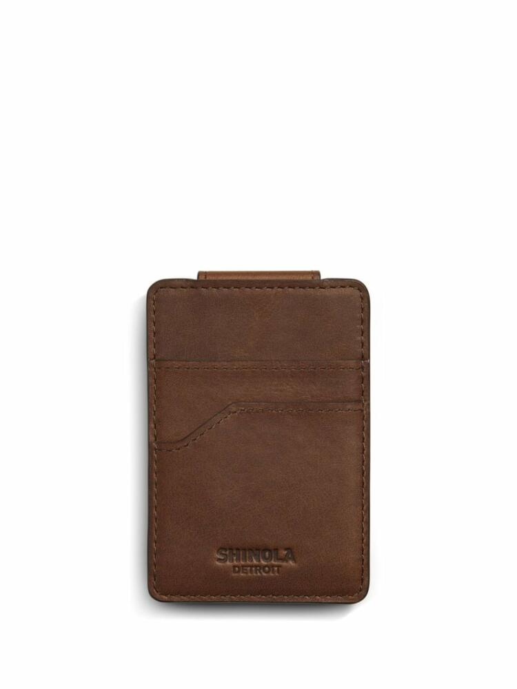 Shinola money-clip leather wallet - Brown Cover