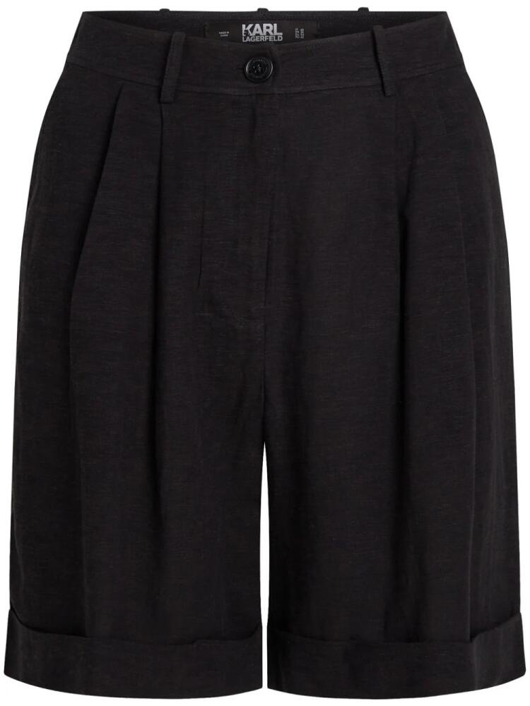 Karl Lagerfeld tailored linen-blend shorts - Black Cover