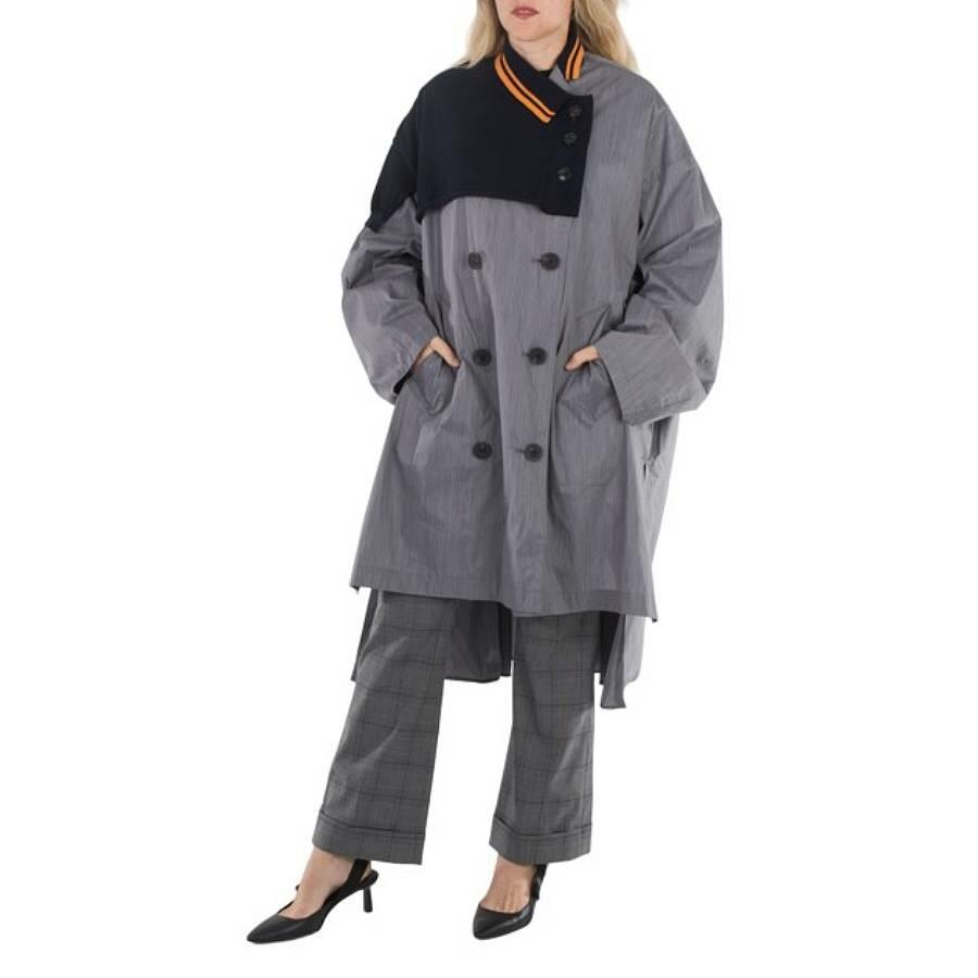 Kolor Ladies Light Gray Taffeta Long Coat Cover