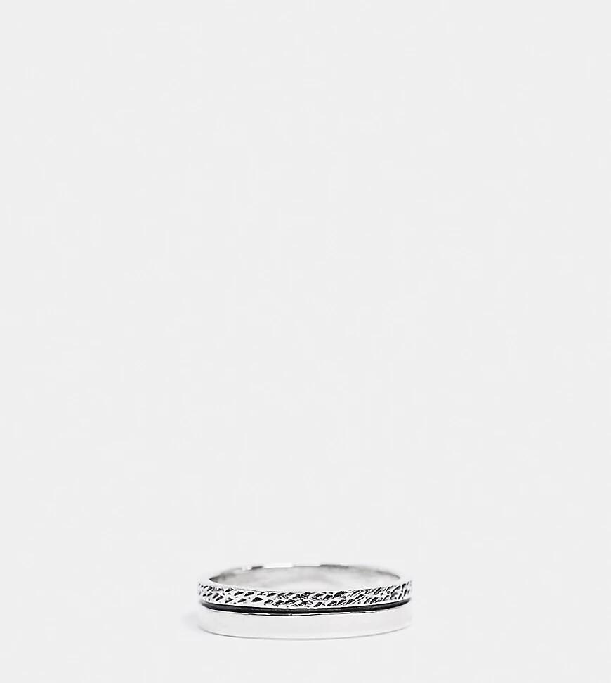 ASOS DESIGN sterling silver band ring with textured design in burnished silver Cover