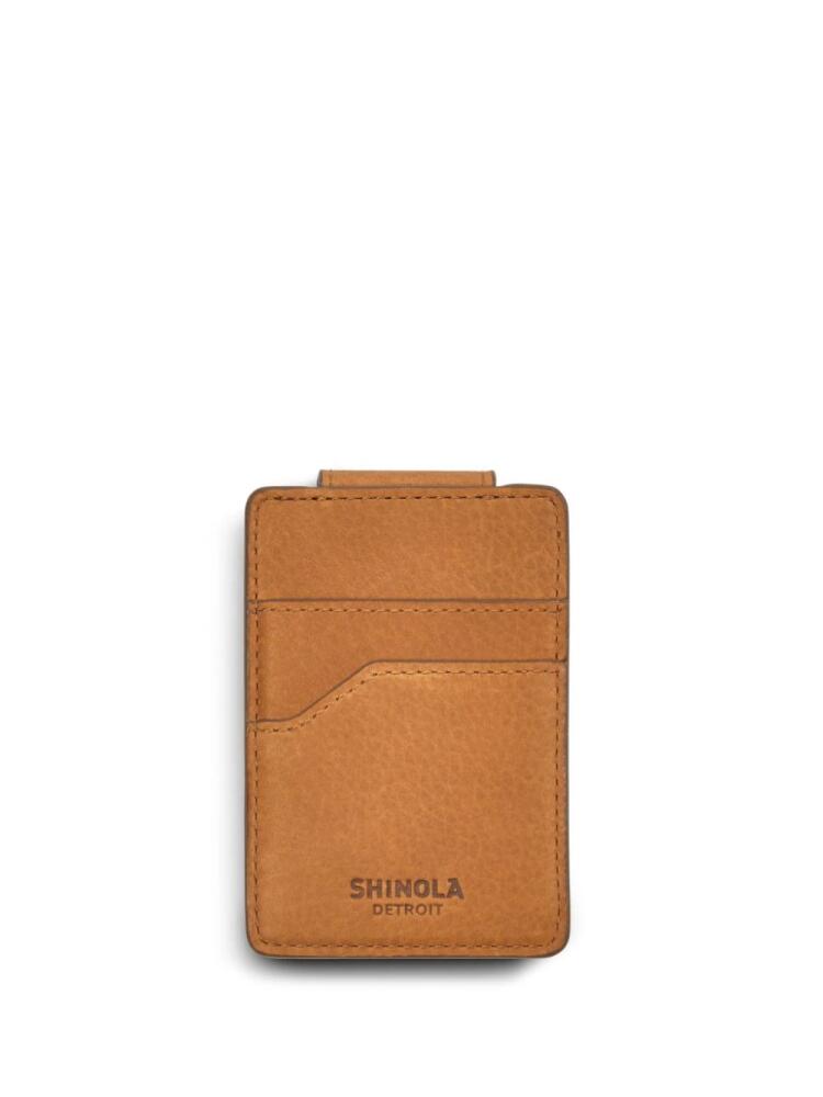 Shinola money-clip leather wallet - Brown Cover