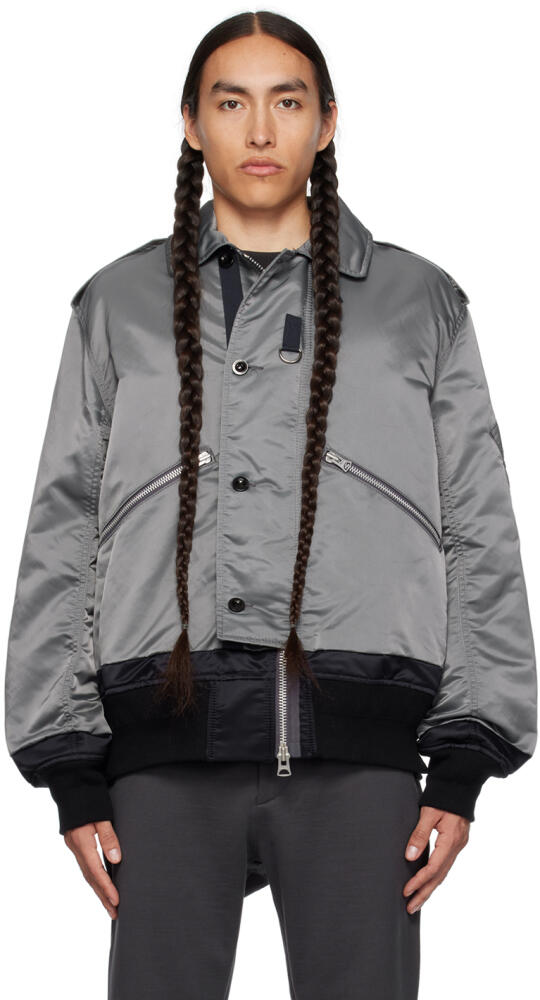 sacai Gray Spread Collar Jacket Cover