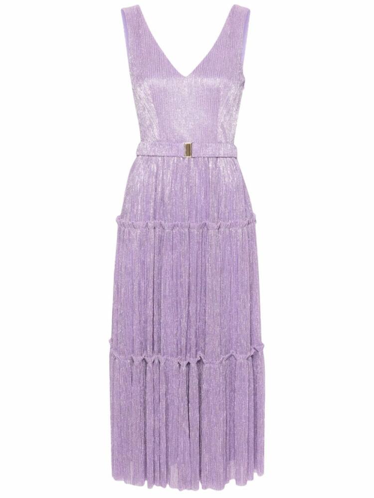 NISSA belted lurex midi dress - Purple Cover