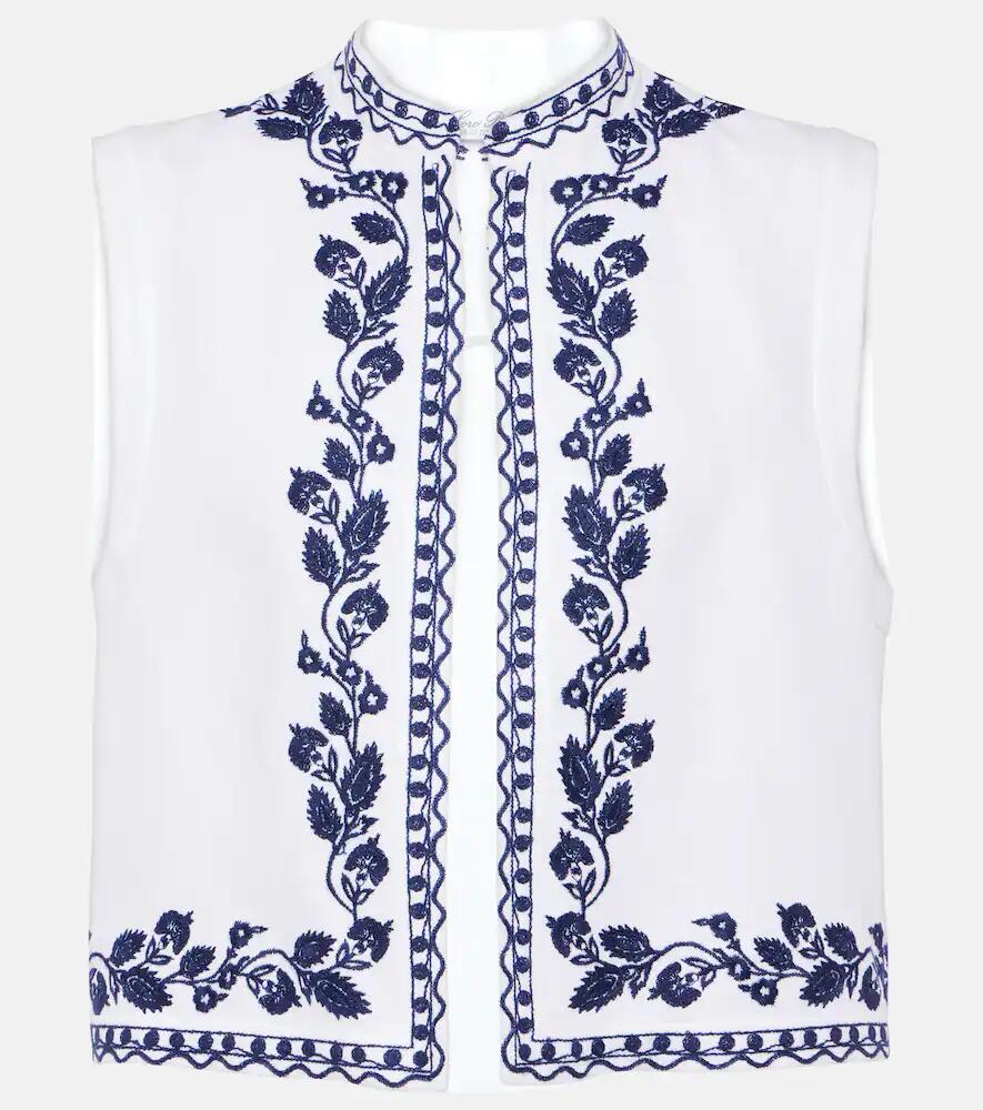 Loro Piana Dabney embroidered linen vest Cover