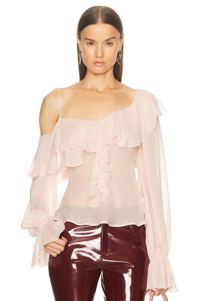 Blumarine Ruffle Blouse Top in Pink Cover