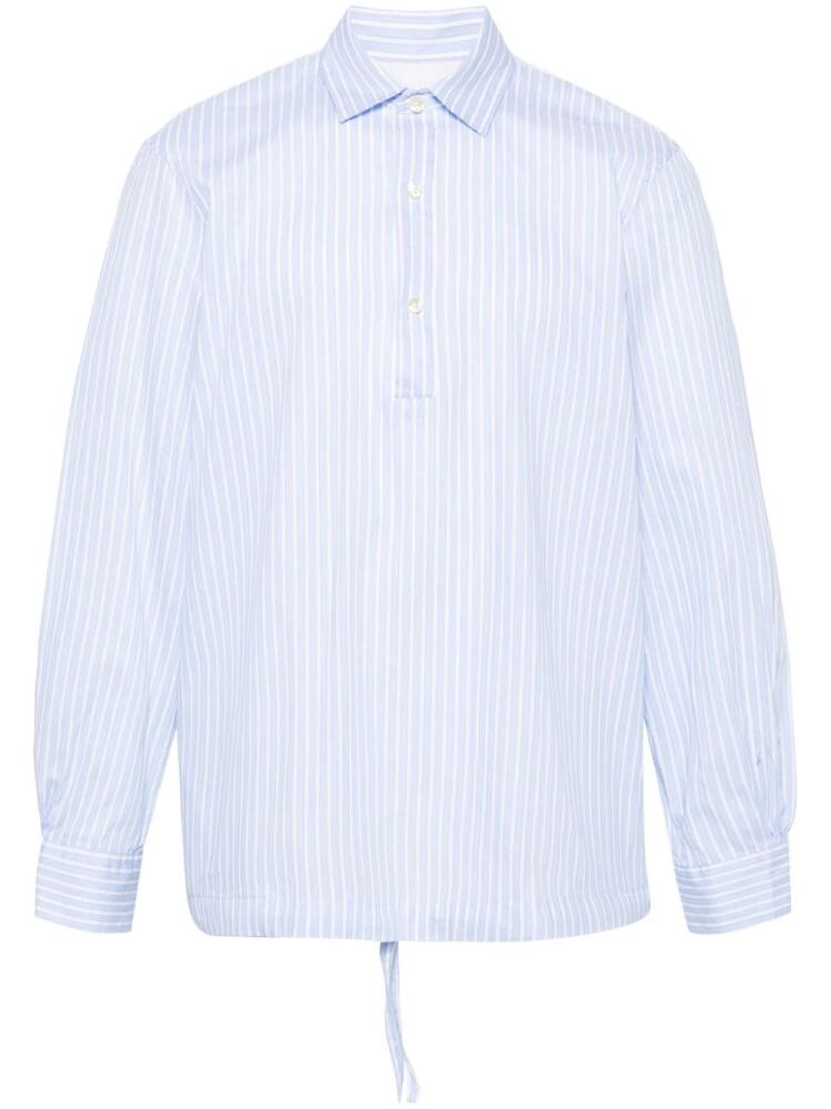 Officine Generale drawstring-hem striped shirt - Blue Cover