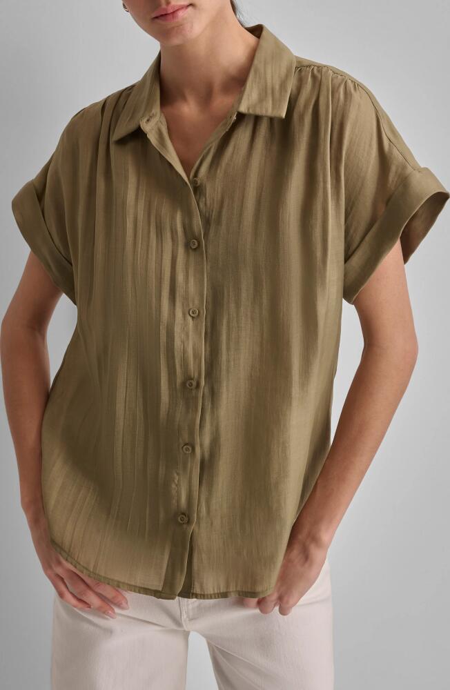 DKNY Organza Camp Shirt in Light Fatigue Cover