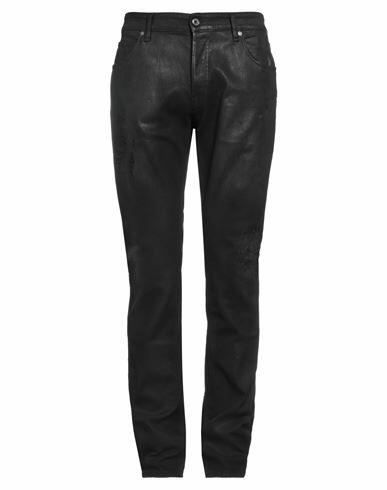 Just Cavalli Man Jeans Black Cotton, Elastane, Bovine leather Cover