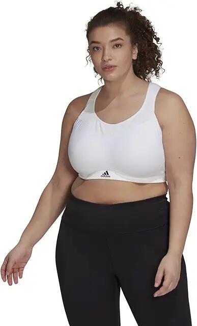 adidas Plus Size Tailored Impact Luxe Training High Support Zip Bra (White/Black) Women's Lingerie Cover