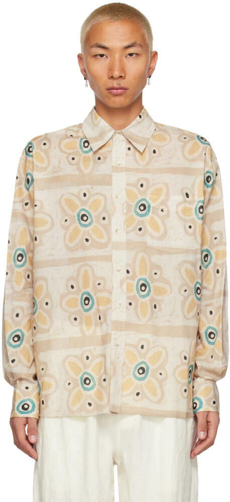 COMMAS Beige Floral Stripe Shirt Cover