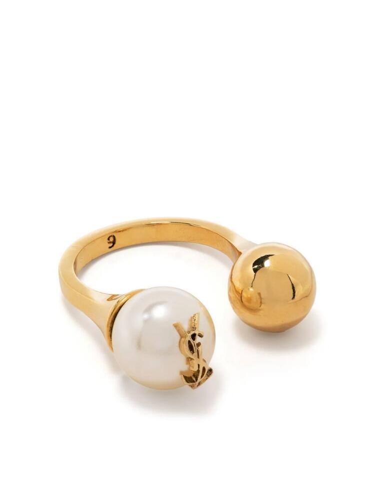 Saint Laurent Cassandre pearl ball ring - Gold Cover