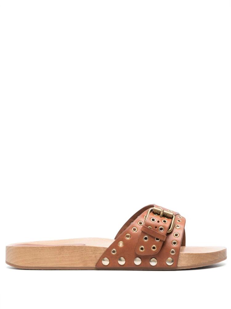 ISABEL MARANT Jaso buckled clog slides - Brown Cover