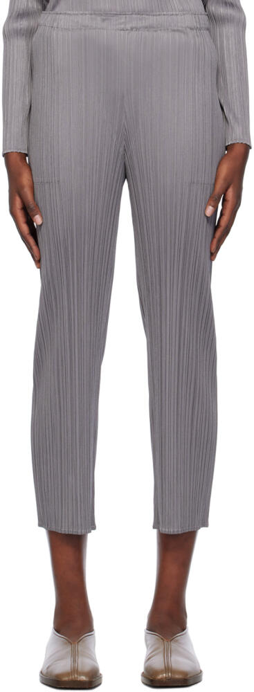 PLEATS PLEASE ISSEY MIYAKE Gray Basics Trousers Cover