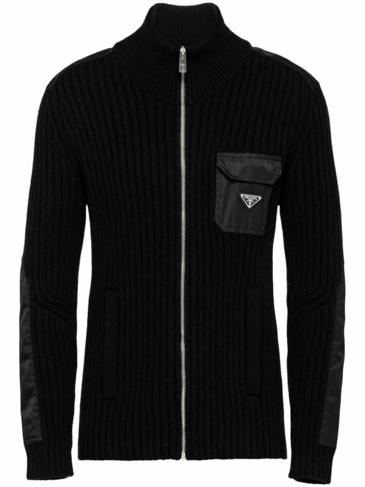 Prada triangle-logo cashmere cardigan - Black Cover