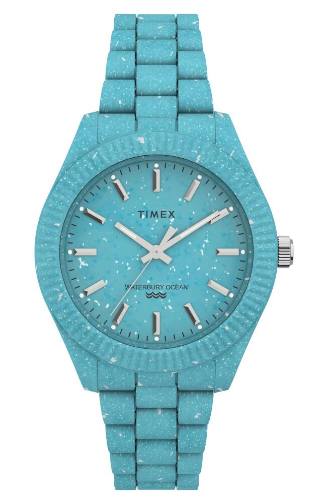 Timex Waterbury Ocean Recycled Plastic Bracelet Watch, 37mm in Blue/Blue/Blue Cover