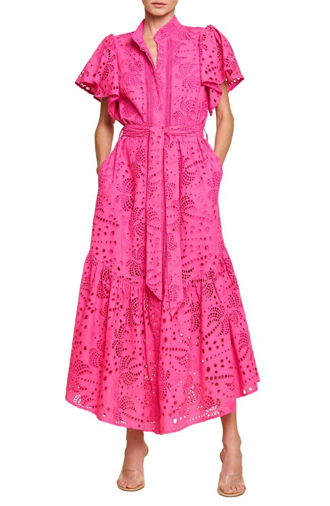 CIEBON Isabella Cotton Eyelet Maxi Shirtdress in Pink Cover