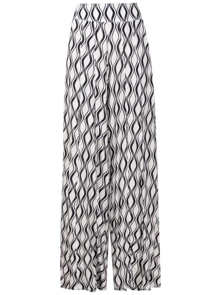 Amir Slama wave-print palazzo trousers - White Cover