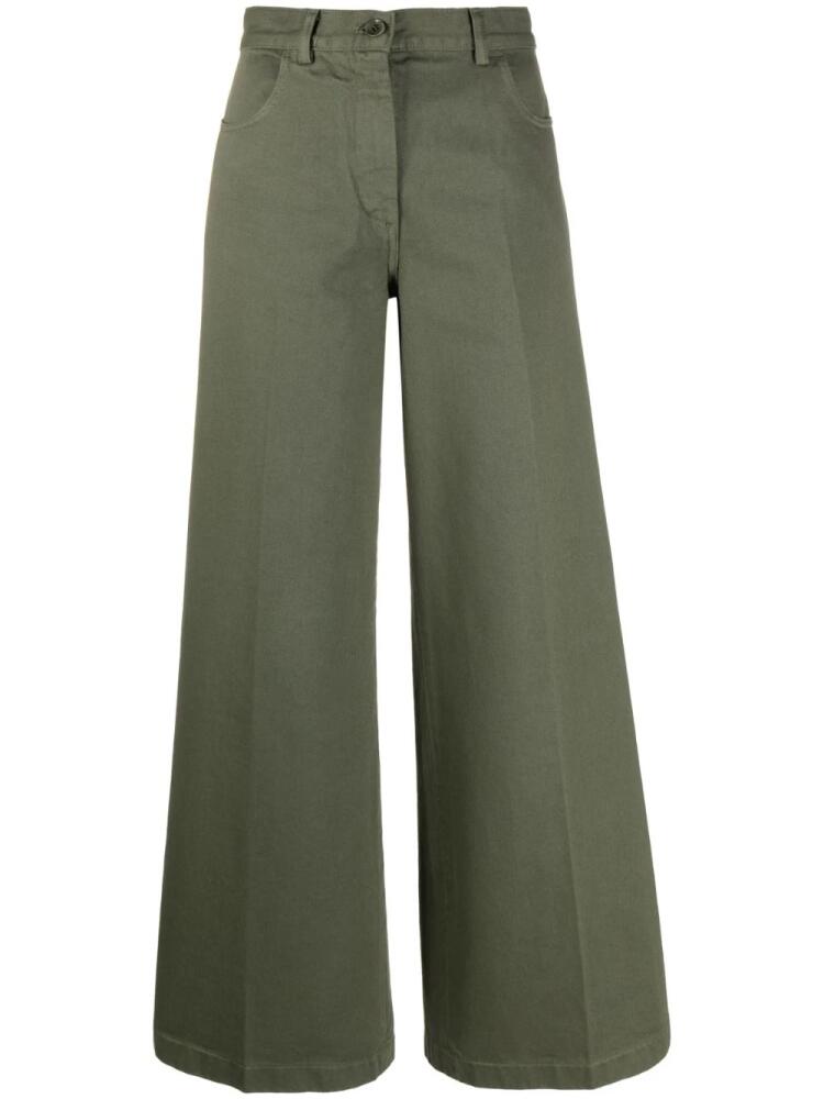 ASPESI wide-leg high-waisted trousers - Green Cover