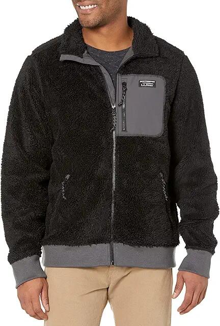 L.L.Bean Bean's Sherpa Fleece Jacket Regular (Black/Alloy Gray) Men's Clothing Cover