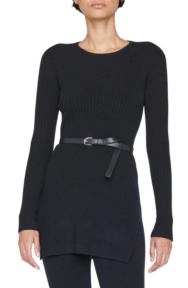 FRAME Rib Cashmere Blend Tunic Sweater in Noir Cover