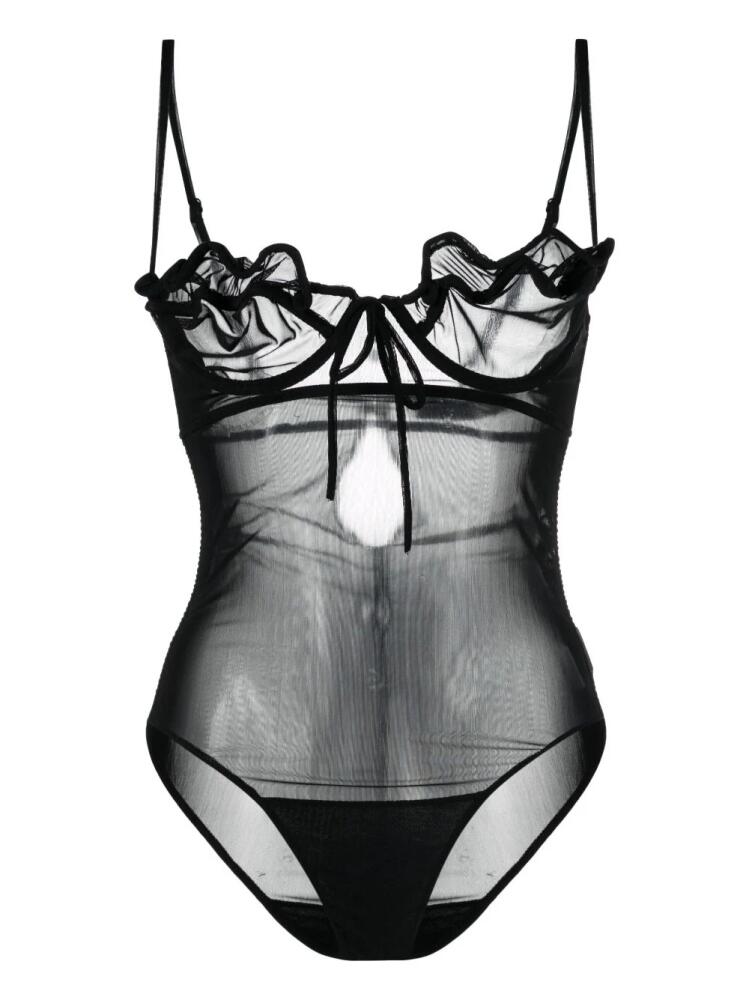 Y/Project sheer-construction underwired bodysuit - Black Cover