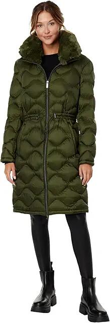 MICHAEL Michael Kors Long Diamond Quilt Puffer M426049C68 (Jade) Women's Clothing Cover