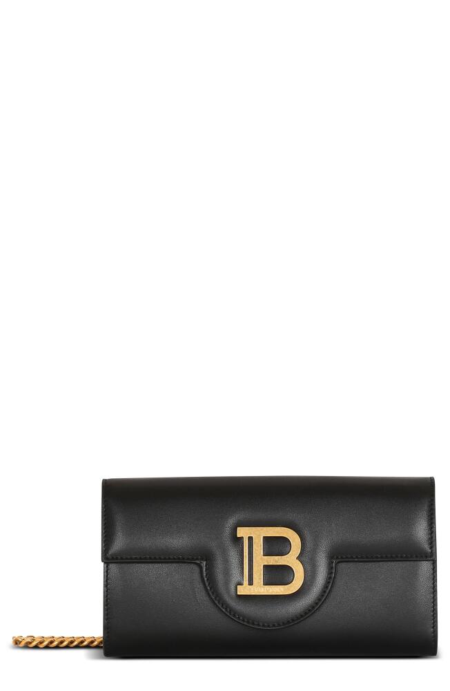 Balmain B-Buzz Calfskin Leather Wallet on a Chain in Black Cover