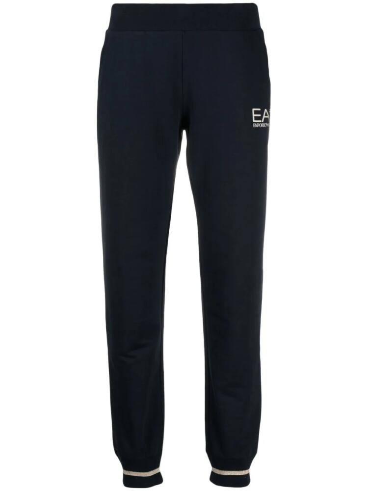 Ea7 Emporio Armani logo-print tapered track pants - Blue Cover