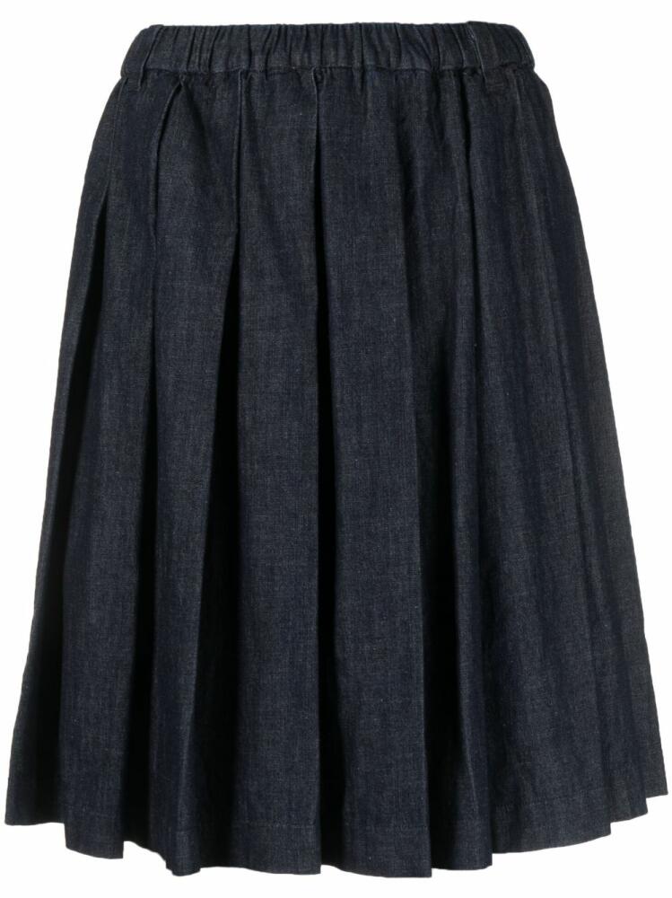 ASPESI pleated chambray cotton skirt - Blue Cover