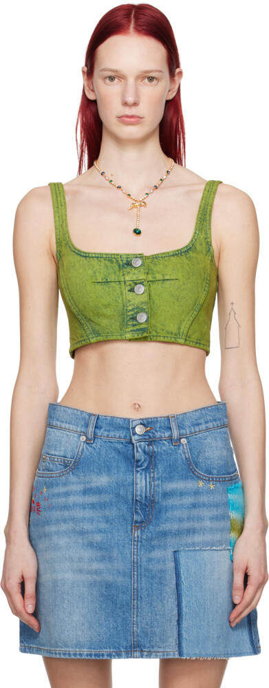 Marni Green Paneled Denim Tank Top Cover