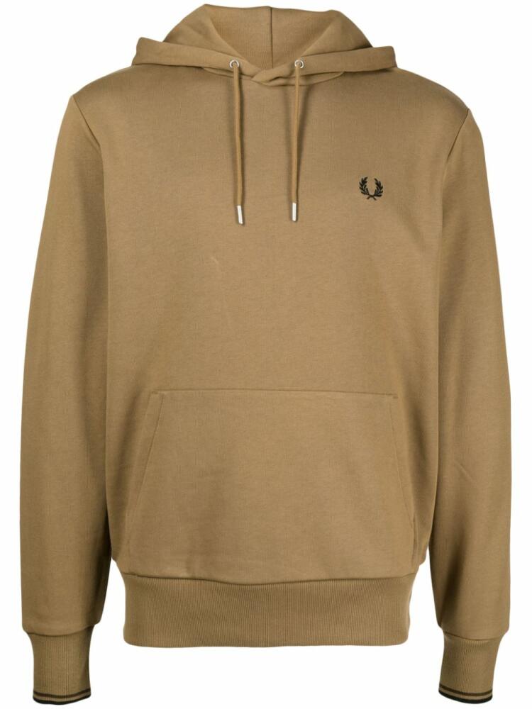 Fred Perry logo-embroidered drawstring hoodie - Brown Cover