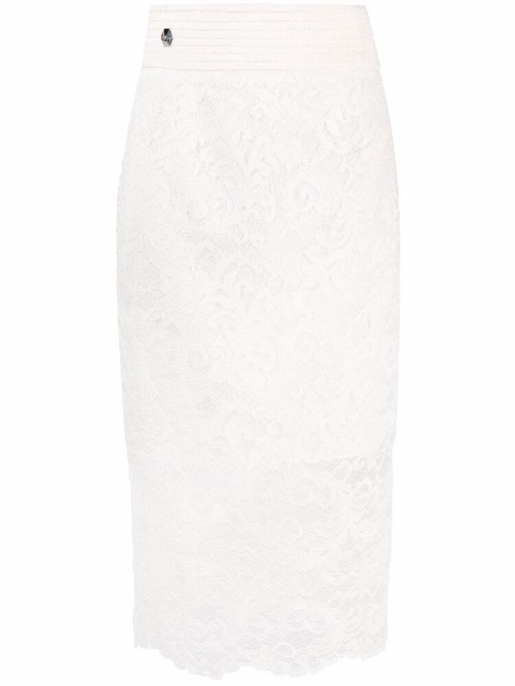 Philipp Plein lace-patterned pencil skirt - Neutrals Cover