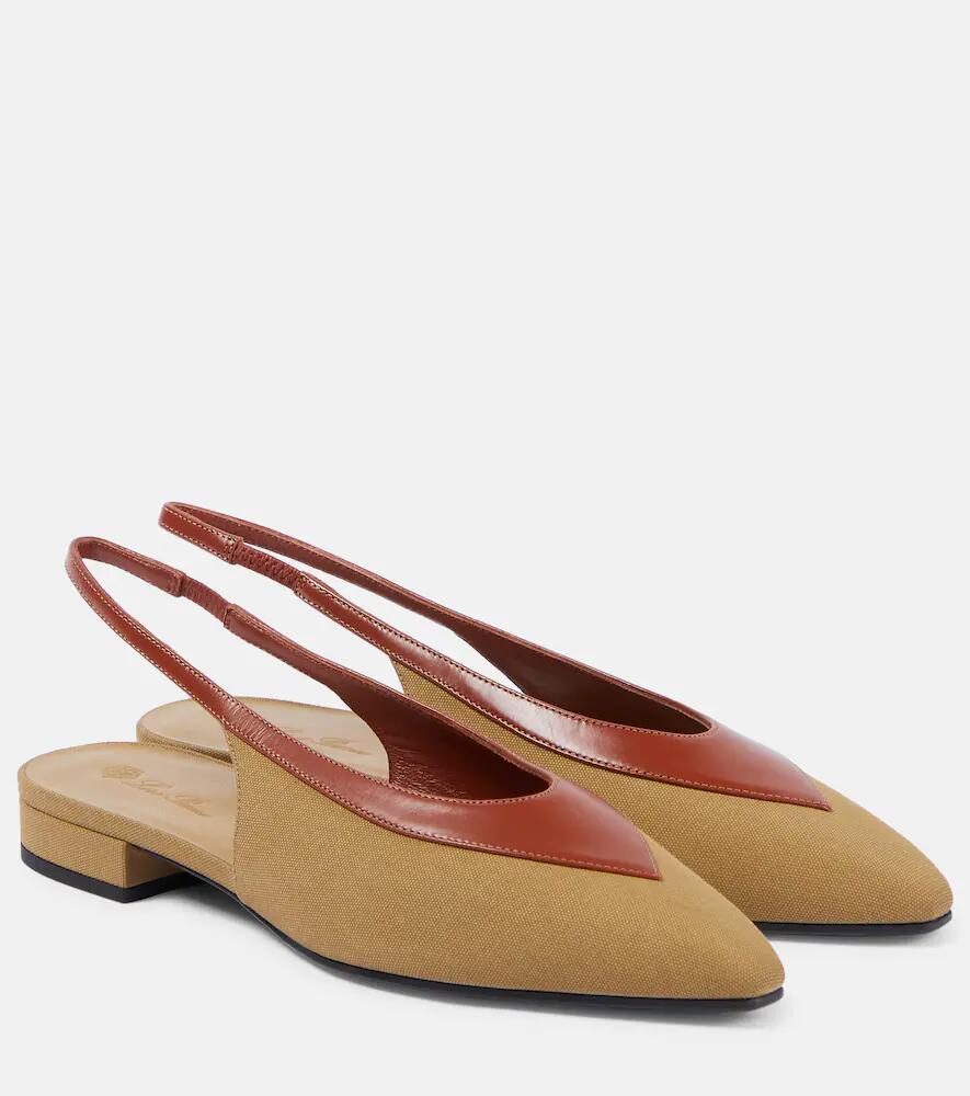 Loro Piana Rebecca leather-trimmed slingback flats Cover