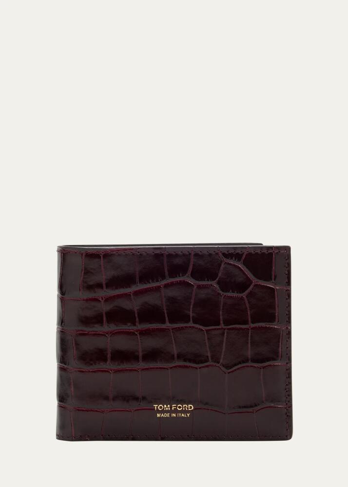 TOM FORD Men's Bi-Fold Crocodile-Print Leather Wallet Cover