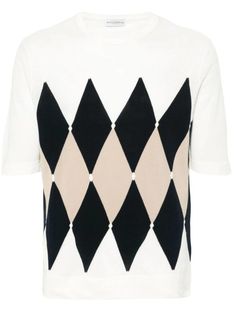 Ballantyne argyle-knit short-sleeve jumper - Neutrals Cover