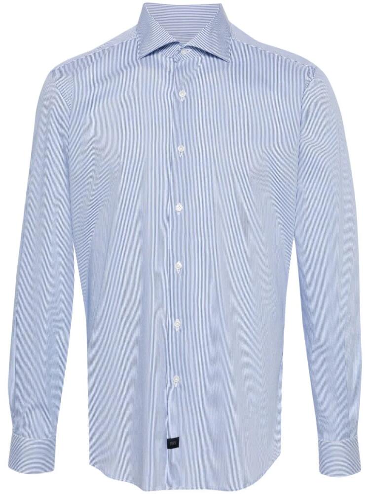 Fay striped poplin shirt - Blue Cover