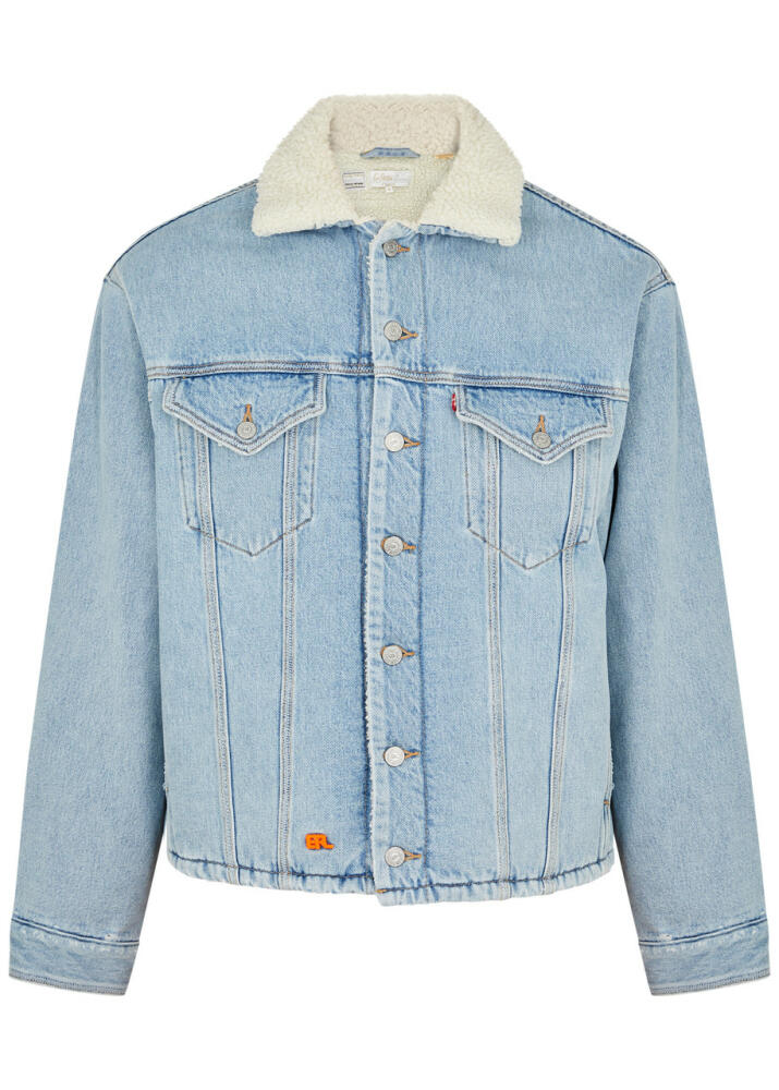 Erl X Levi's Shearling-trimmed Denim Jacket - Blue Cover