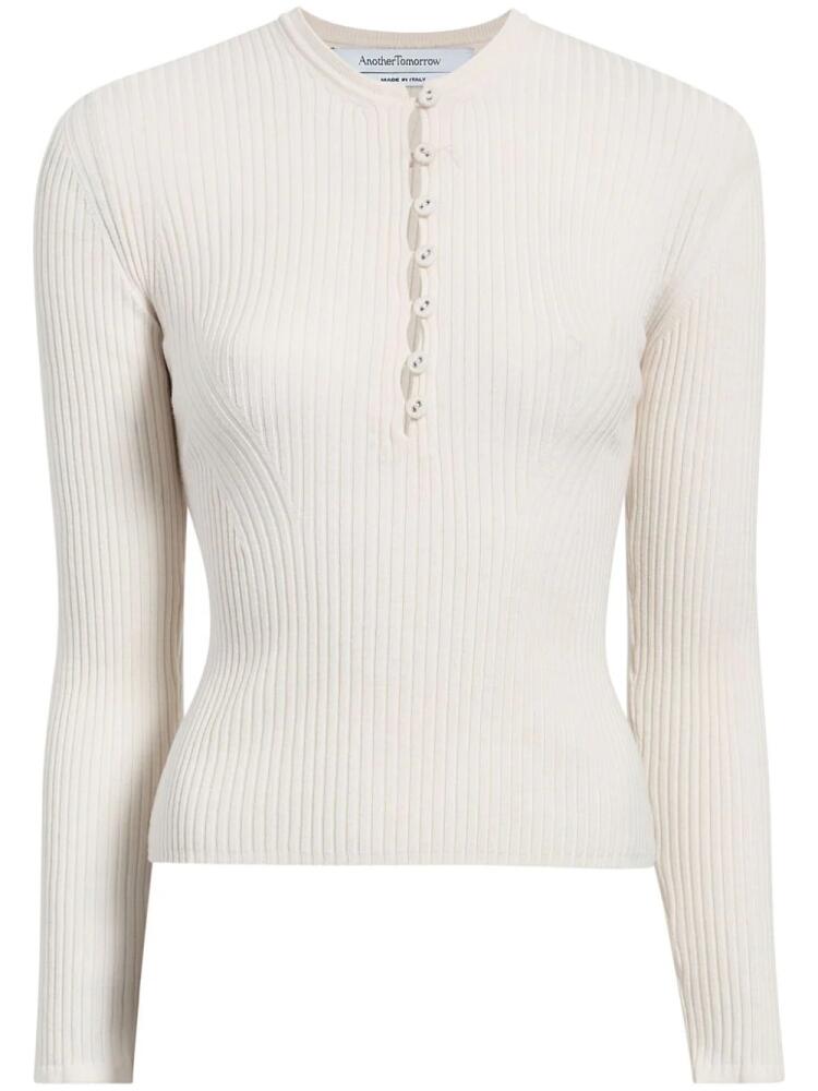 Another Tomorrow ribbed-knit wool jumper - Neutrals Cover