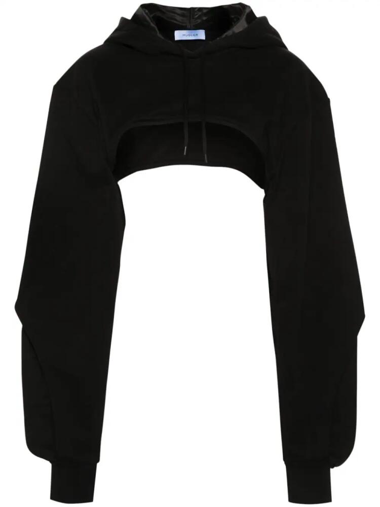 Mugler balloon-sleeve cropped hoodie - Black Cover