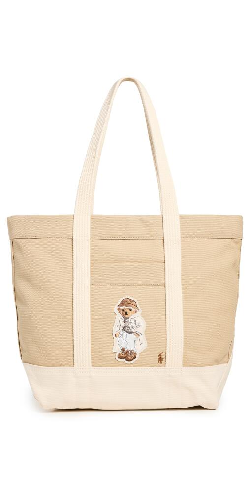 Polo Ralph Lauren Canvas Bear Medium Tote Tan/Ecru Cover