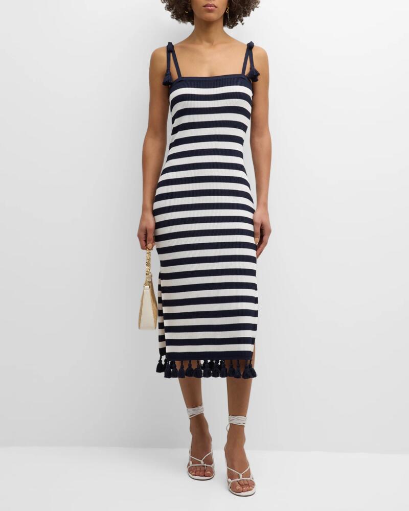 Cinq a Sept Striped Kerry Tassel-Trim Midi Dress Cover