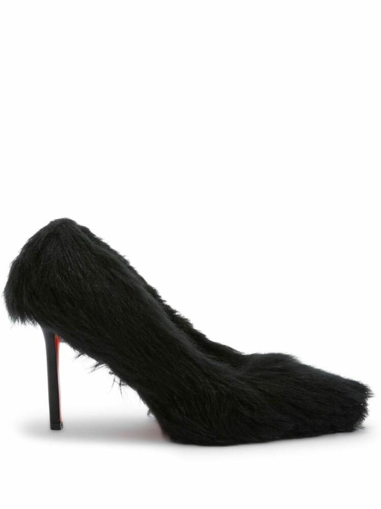 Heron Preston faux-fur 100mm leather pumps - Black Cover