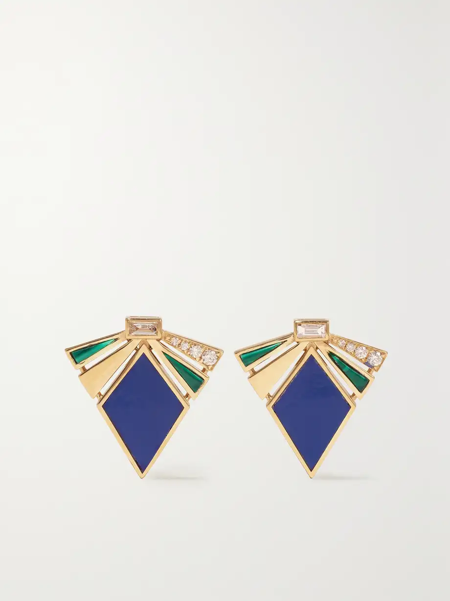 L'Atelier Nawbar - The Nathalie 18-karat Gold Multi-stone Earrings - Blue Cover